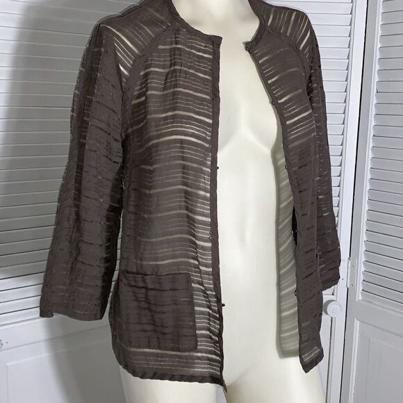 Coldwater Creek Gray Rayon Sheer Cardigan Top Size 8 - Picture 3 of 9